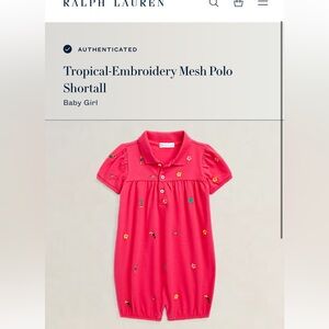 Ralph Lauren tropical embroidery mesh polo shirt all in pink size 6m